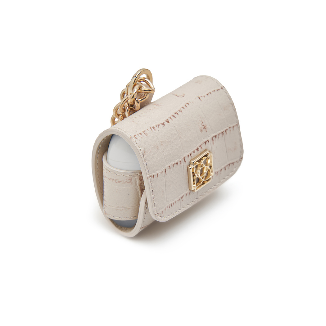 Beyaz Zincir Detaylı Deri Airpods Pro Kılıfı