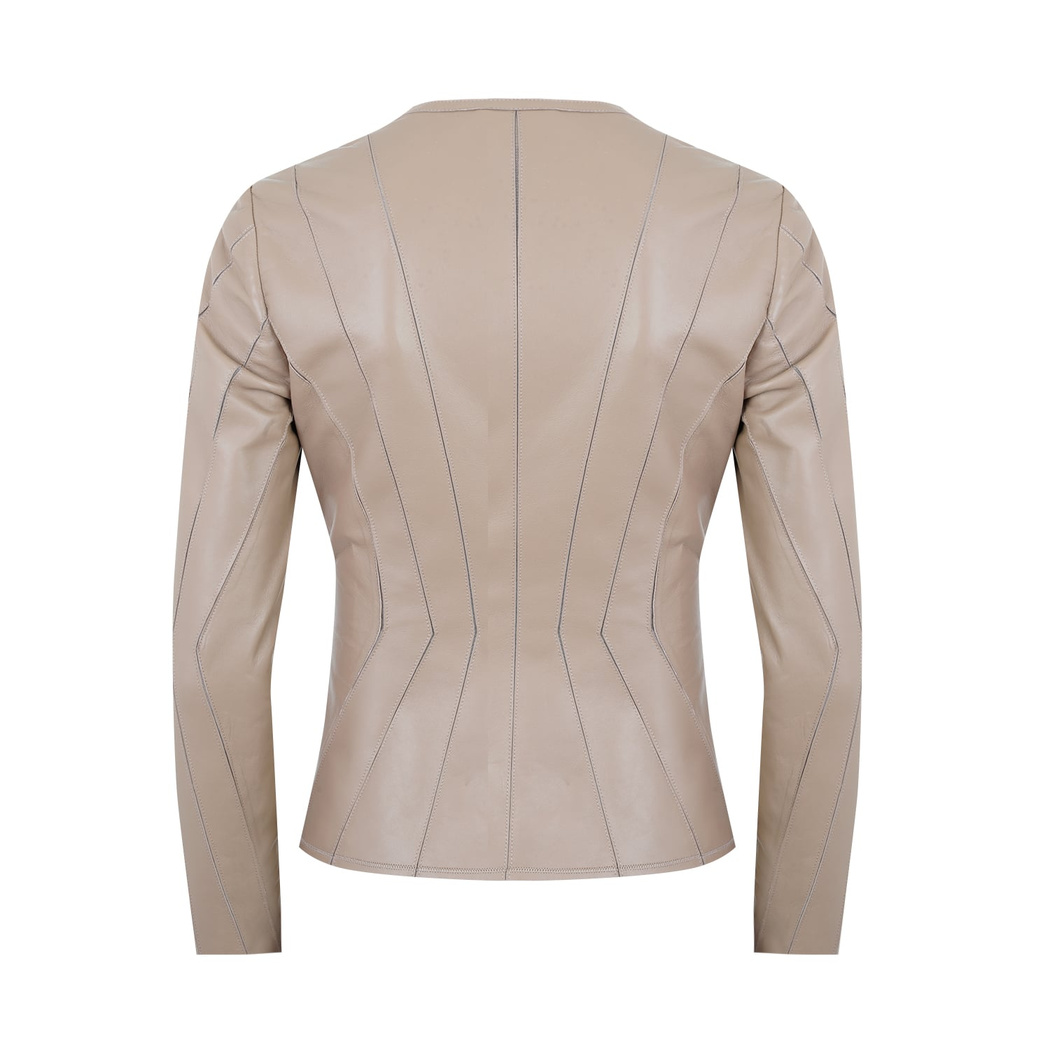 Bienna Bej Kadın Panelli Deri Ceket