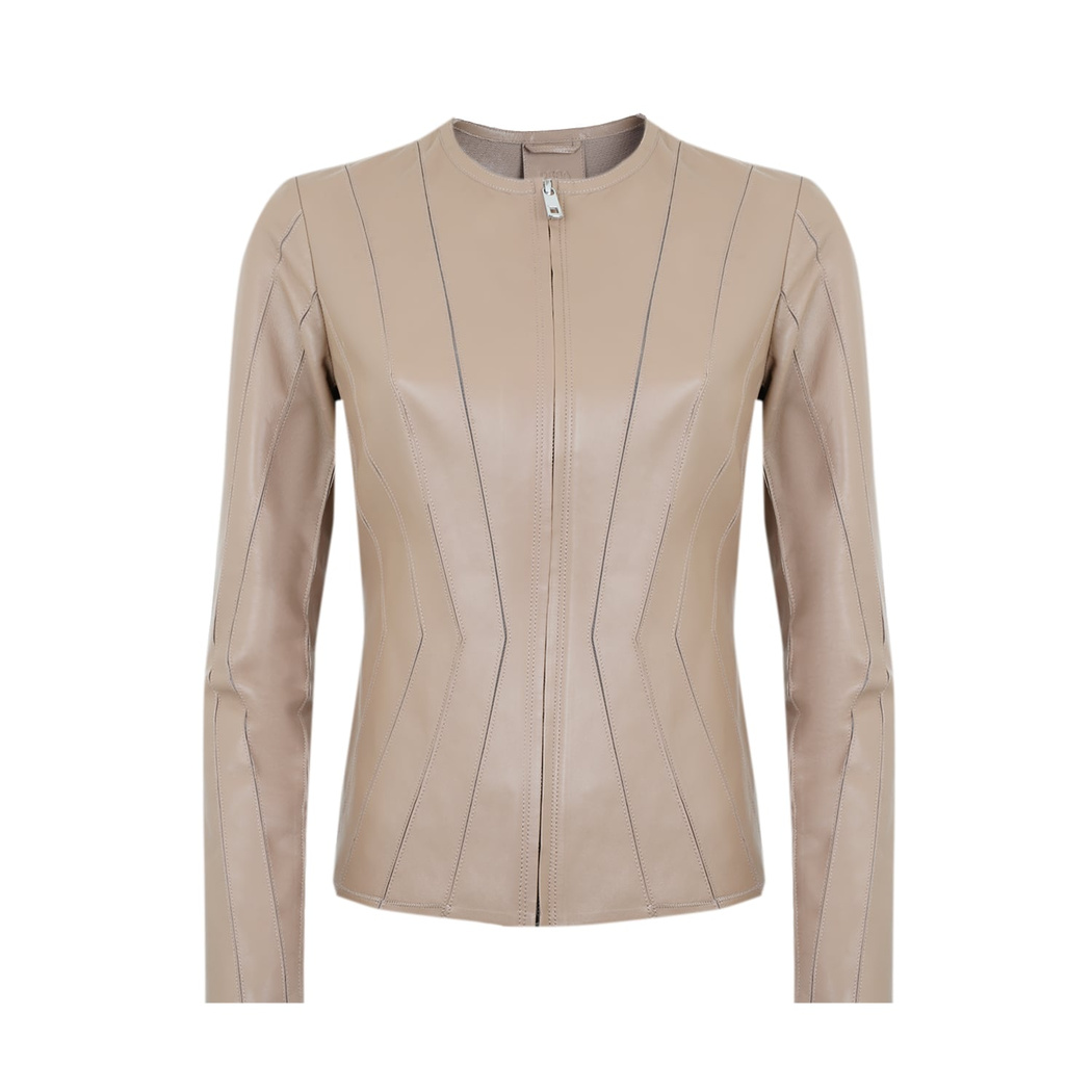 Bienna Bej Kadın Panelli Deri Ceket