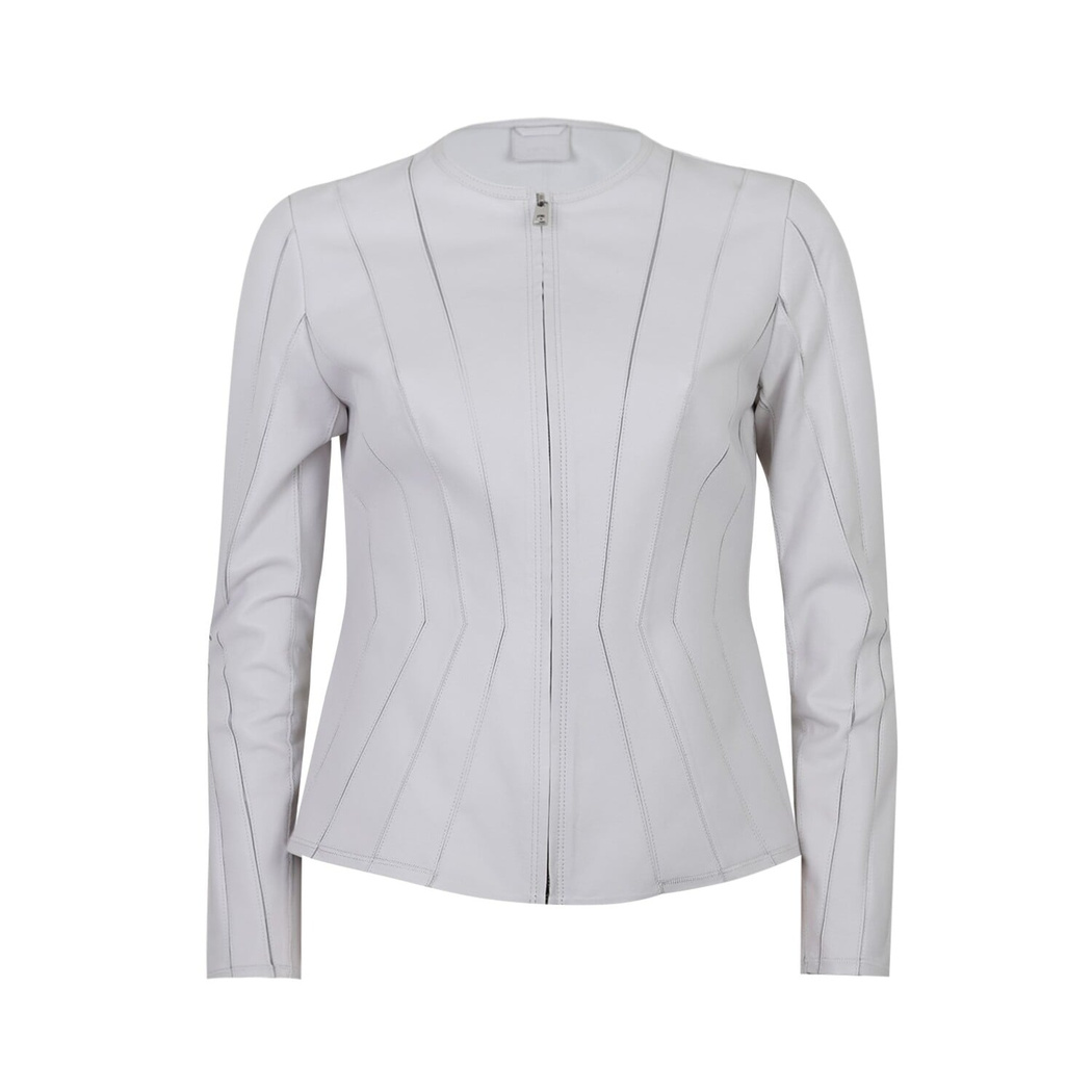 Bienna Beyaz Kadın Panelli Deri Ceket