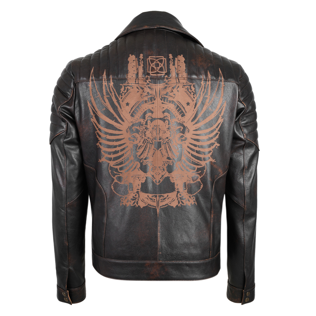 Bill Kahve Erkek Biker Deri Mont