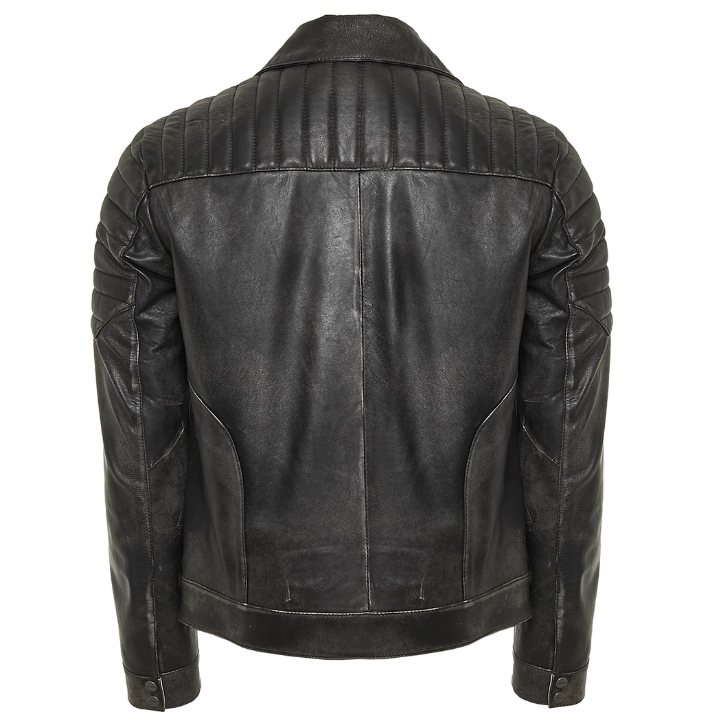 Bill Siyah Erkek Biker Deri Mont