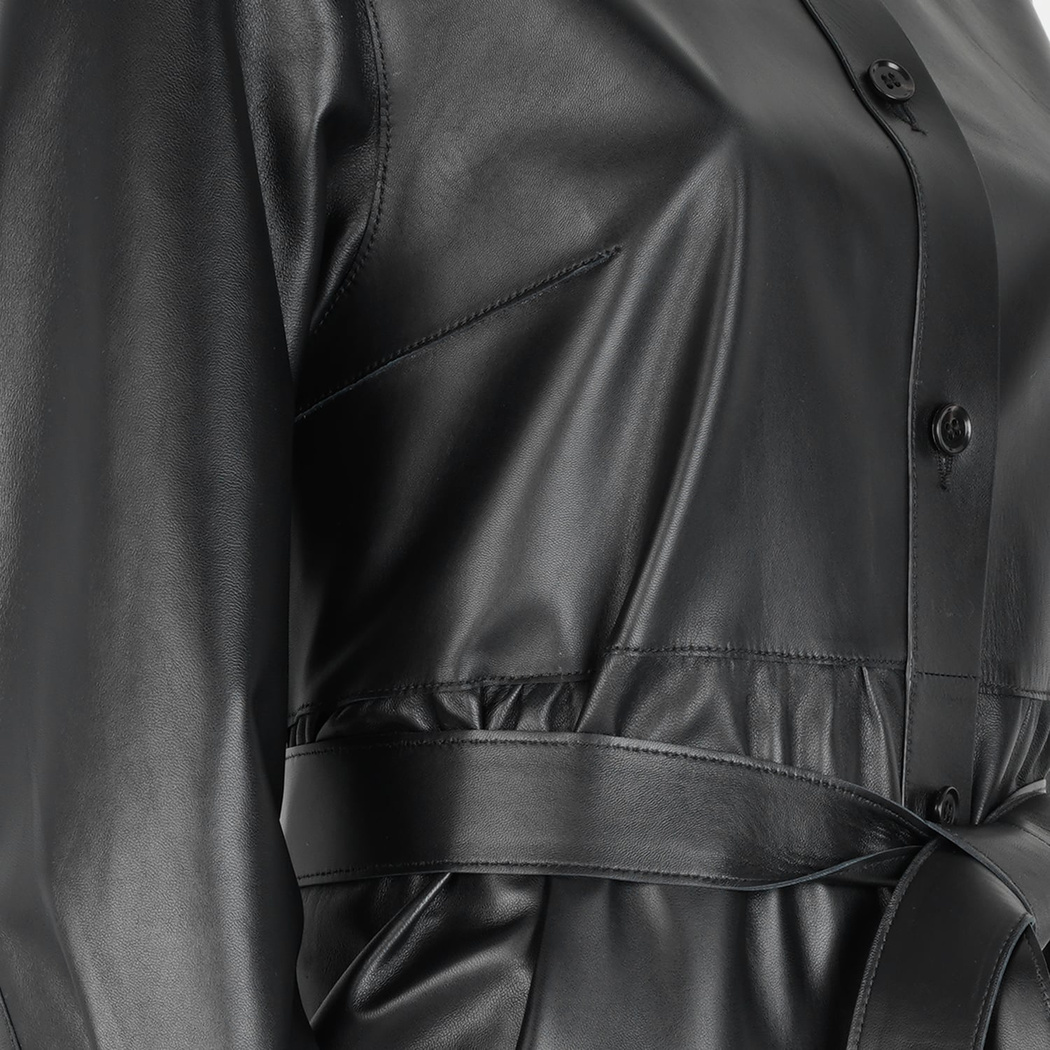 Blinda Siyah Kadın Deri Elbise