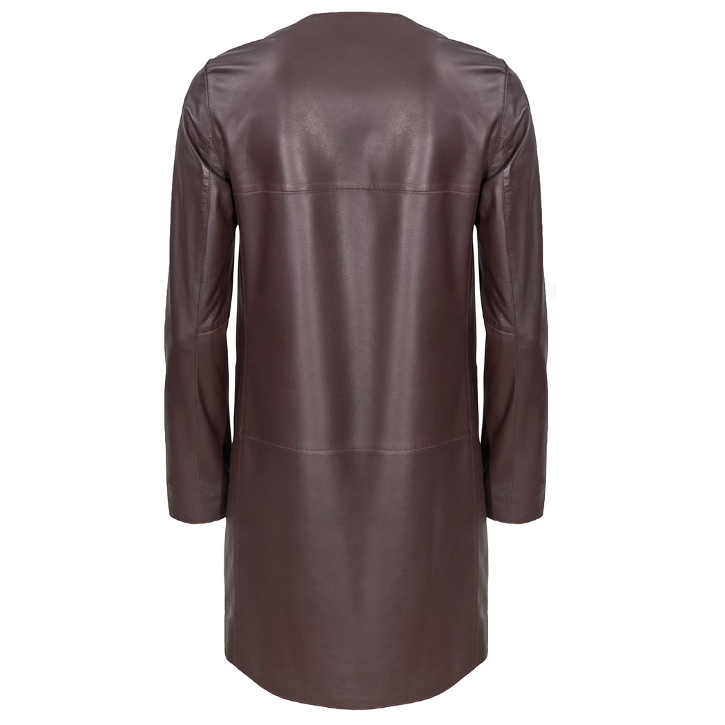 Bordo Amelie Kadın Deri Pardösü