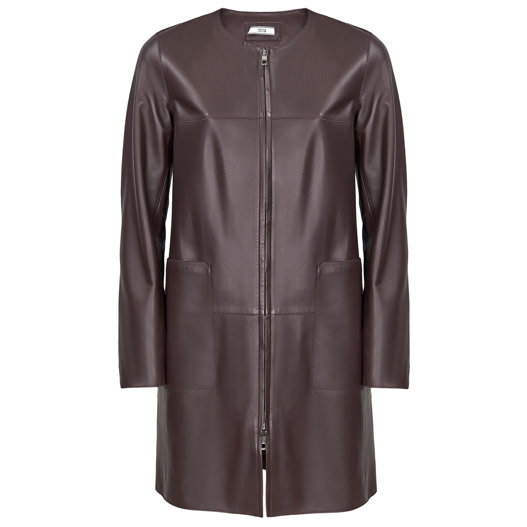 Bordo Amelie Kadın Deri Pardösü