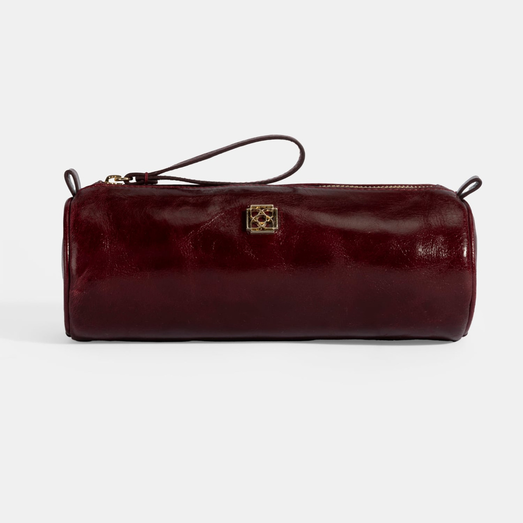 Bordo Deri Kalemlik/Tıraş/Makyaj Çantası