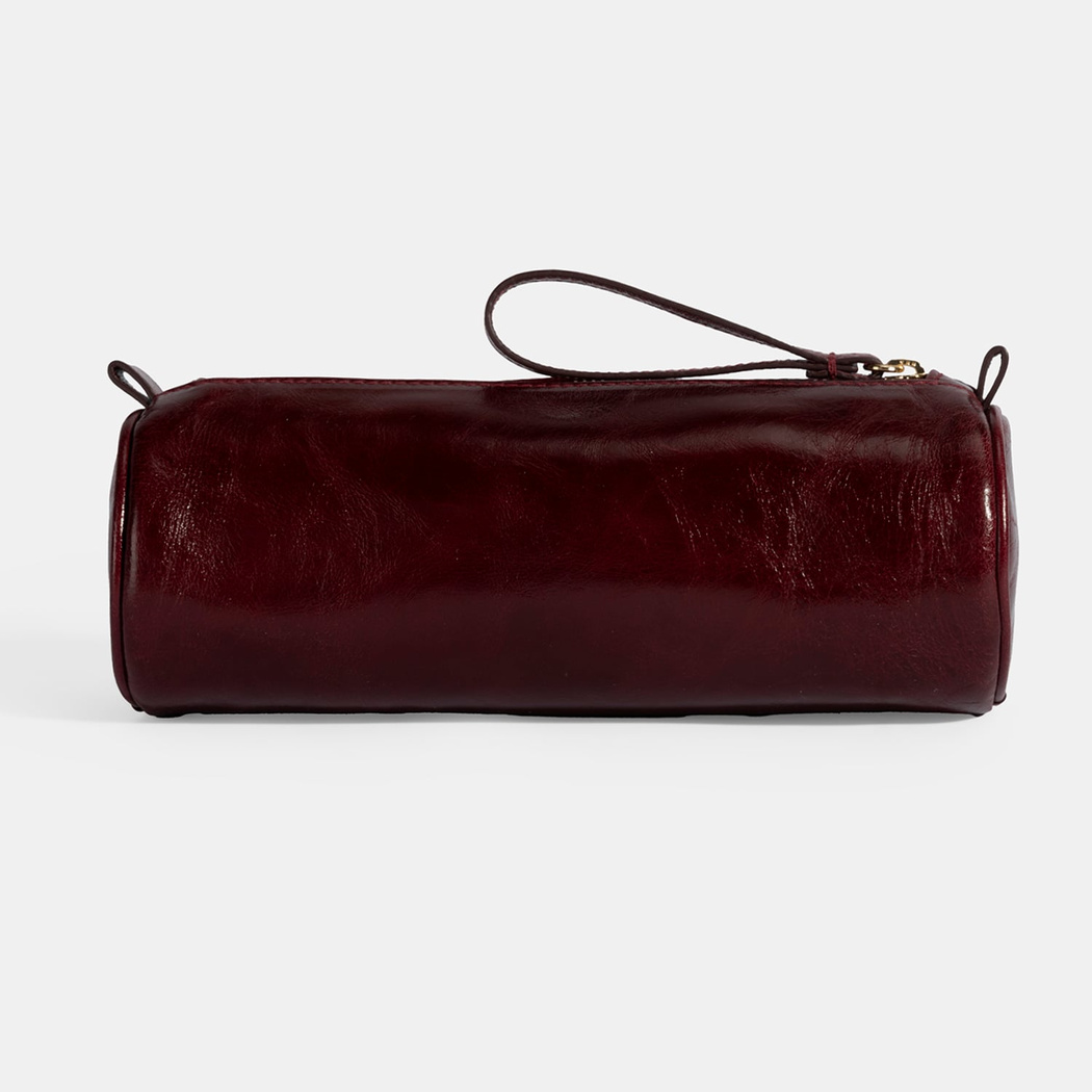 Bordo Deri Kalemlik/Tıraş/Makyaj Çantası