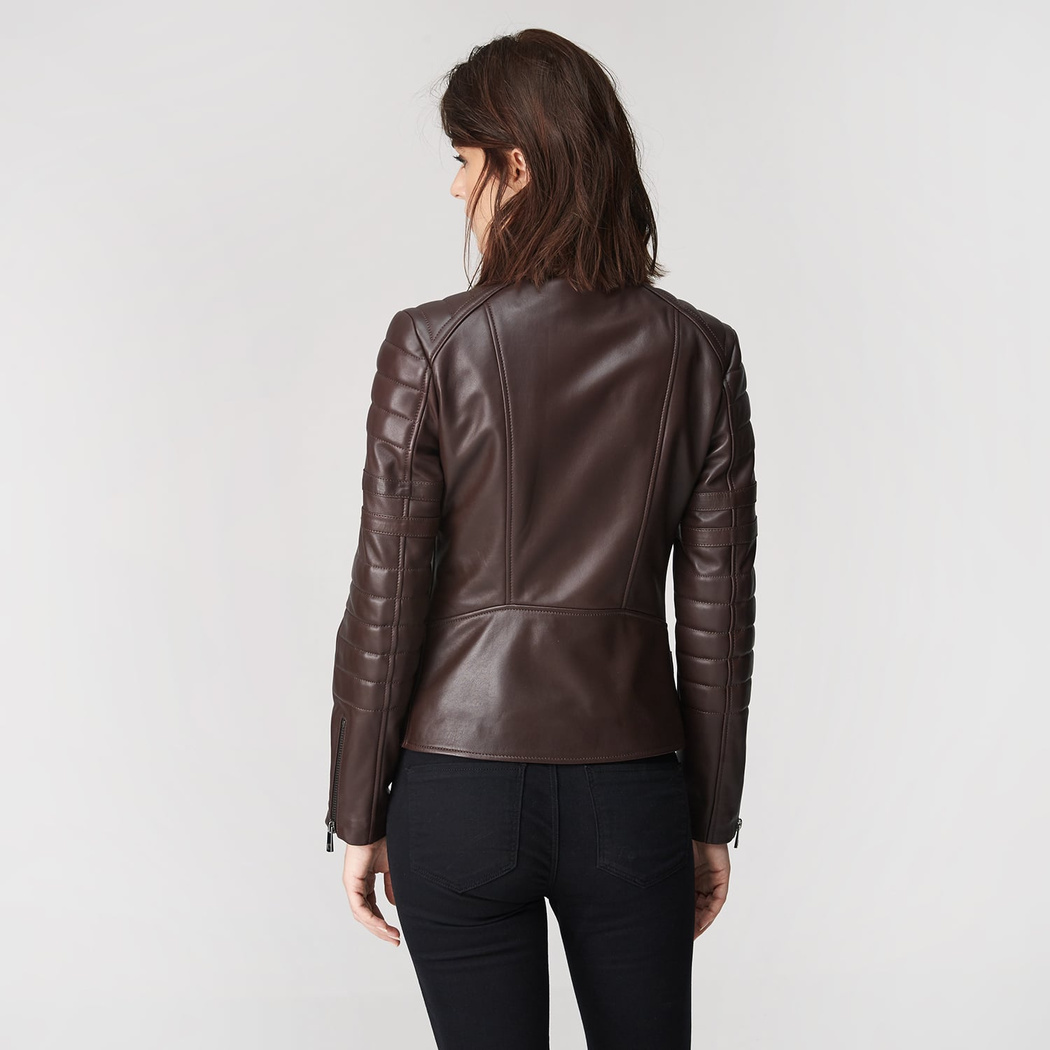 Bordo Emesta Kadın Deri Ceket