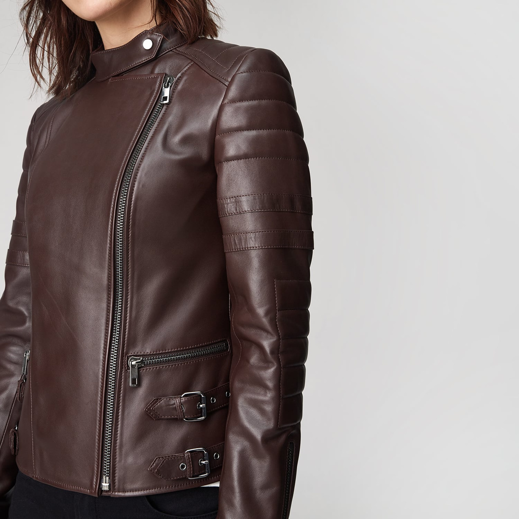 Bordo Emesta Kadın Deri Ceket