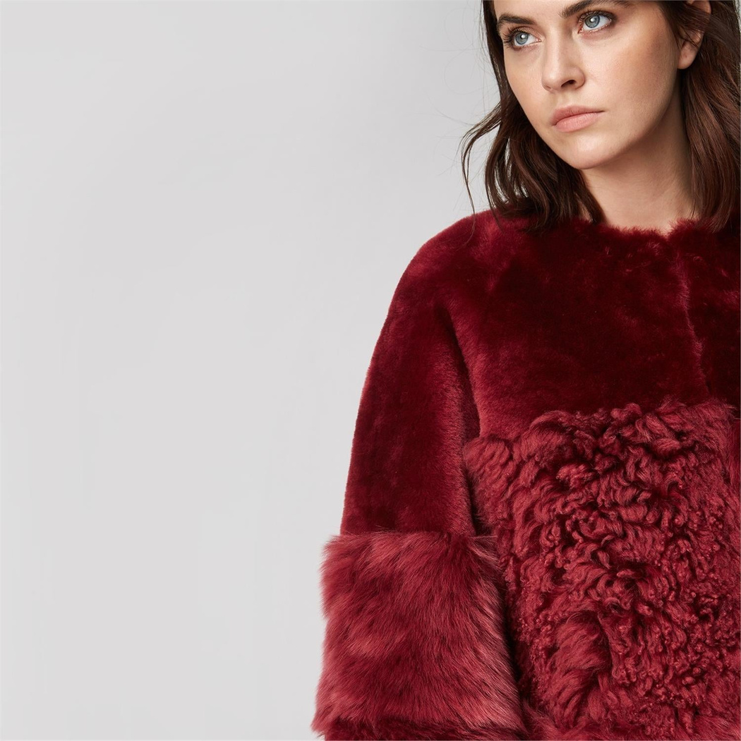 Bordo Enriqua Kadın Kürk Mont