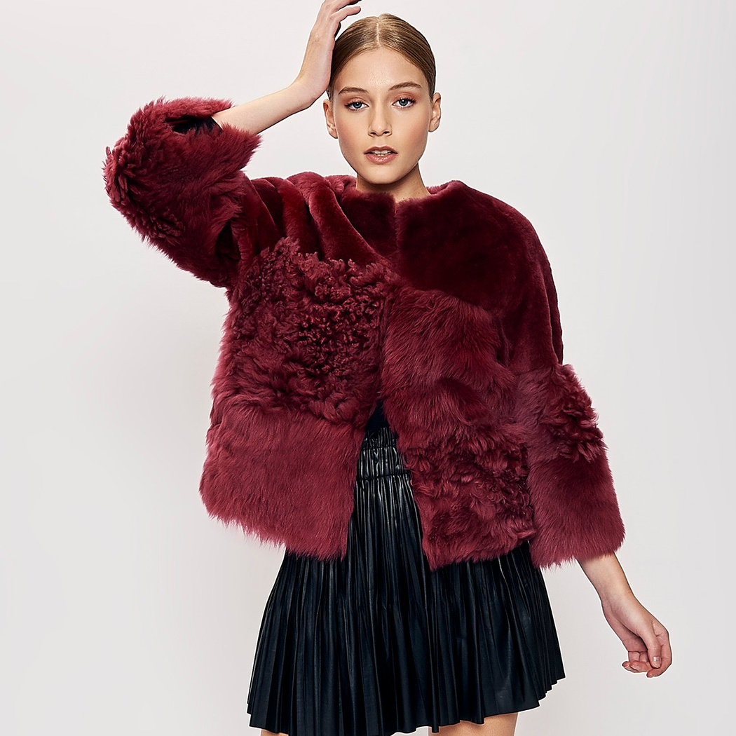 Bordo Enriqua Kadın Kürk Mont