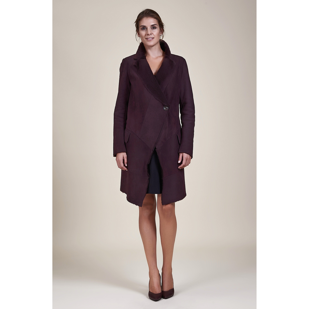 Bordo Joanna Kadın Kürk Kaban