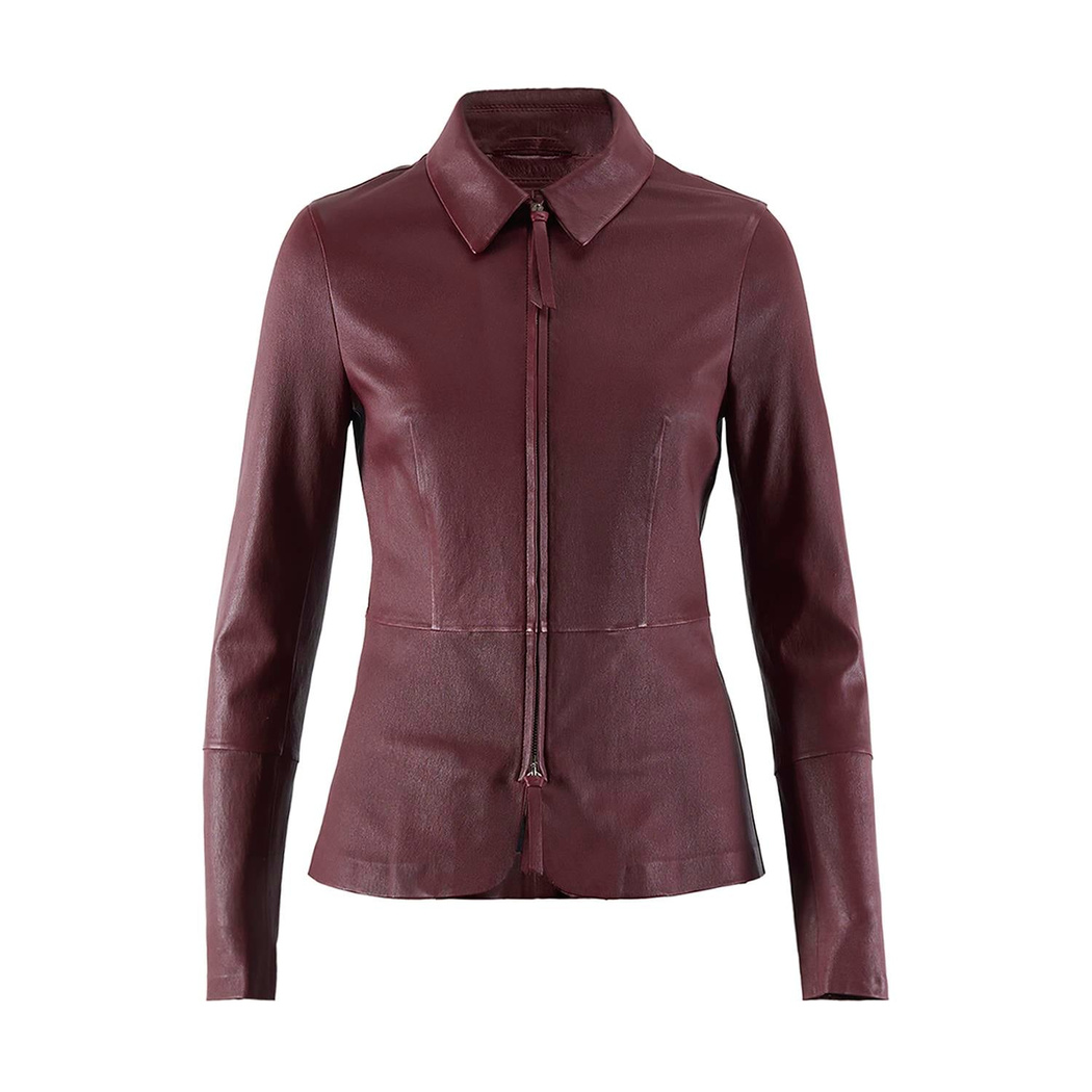 Bordo Kadın Deri Ceket