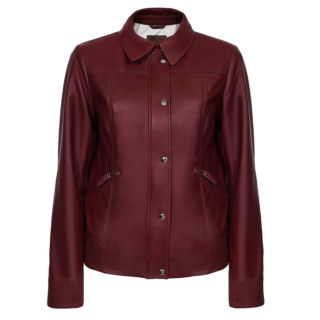 Bordo Merla Kadın Deri Mont