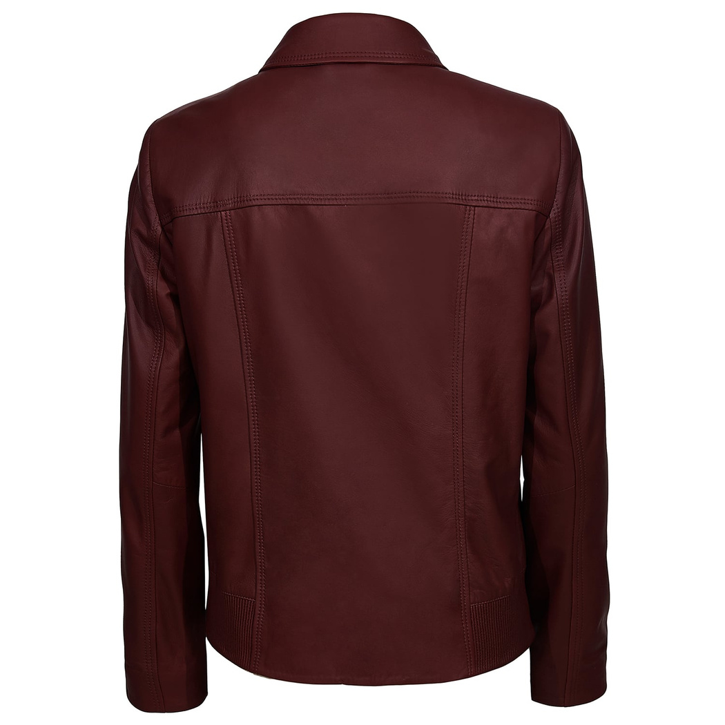 Bordo Merla Kadın Deri Mont