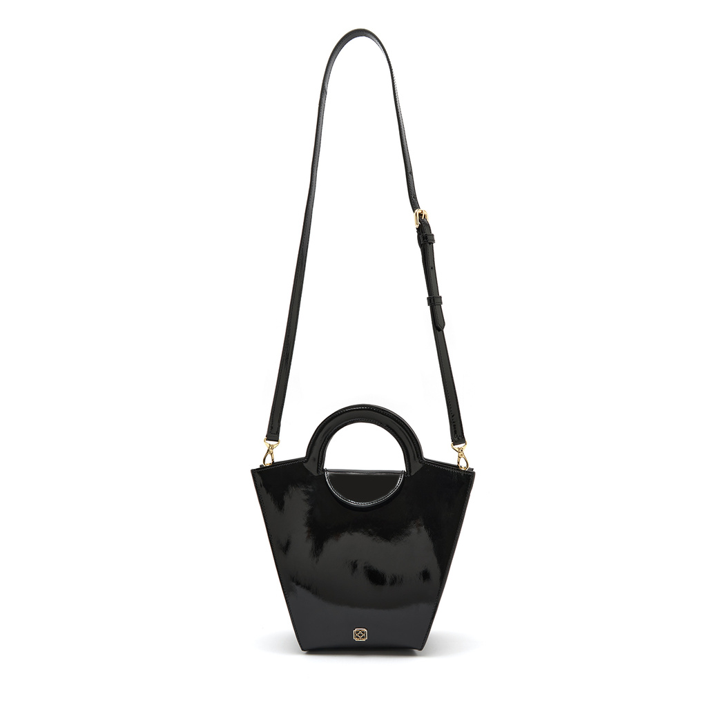 Botti Siyah Kadın Rugan Deri El Çantası