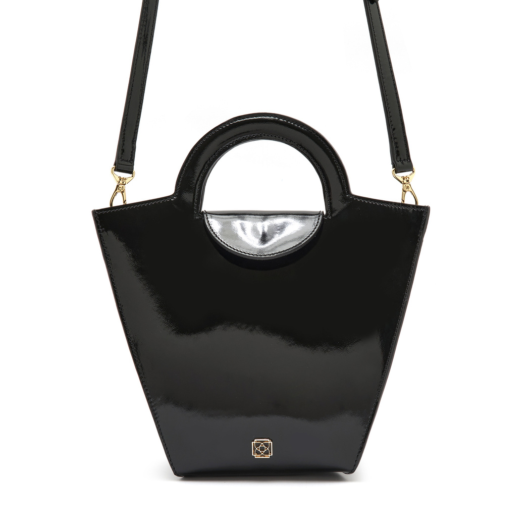 Botti Siyah Kadın Rugan Deri El Çantası