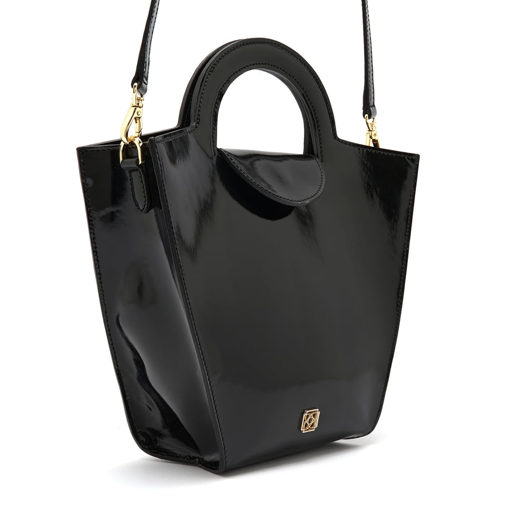 Botti Siyah Kadın Rugan Deri El Çantası