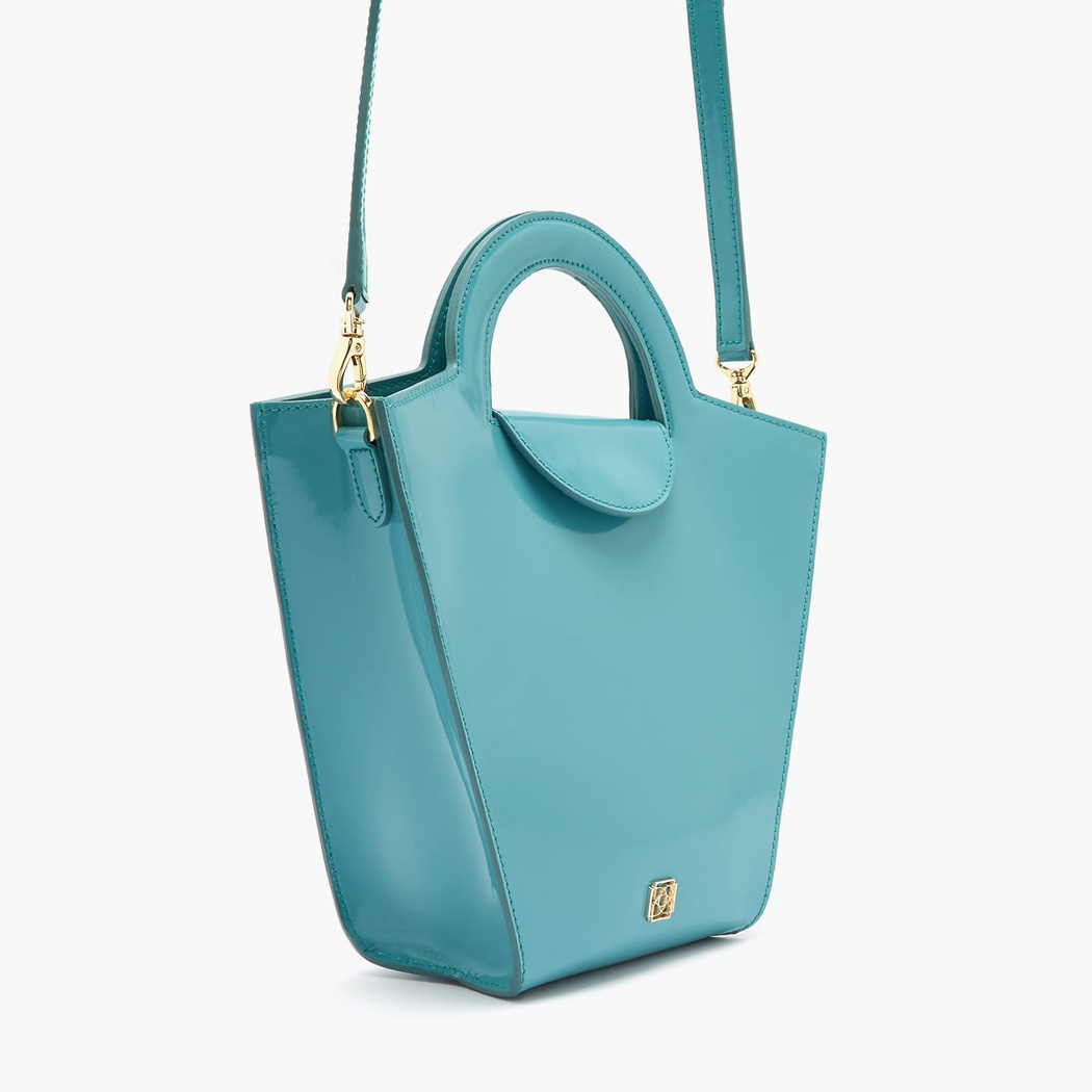 Botti Turkuaz Kadın Rugan Deri El Çantası