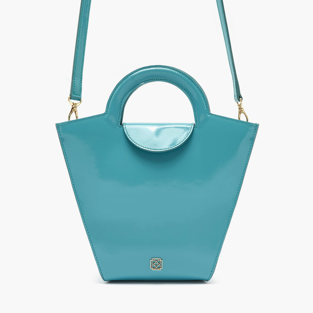 Botti Turkuaz Kadın Rugan Deri El Çantası
