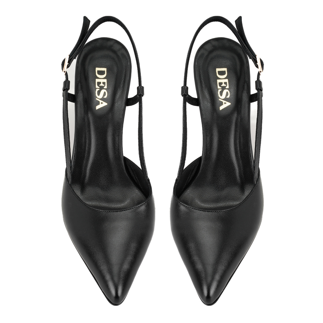 Brandie Siyah Kadın Ayarlanabilir Tokalı Topuklu Deri Abiye