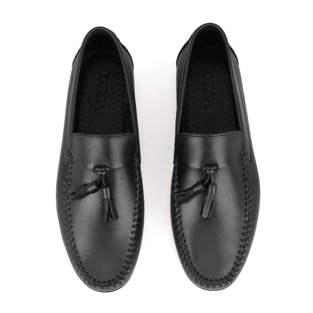 Brendan Siyah Erkek Deri Loafer