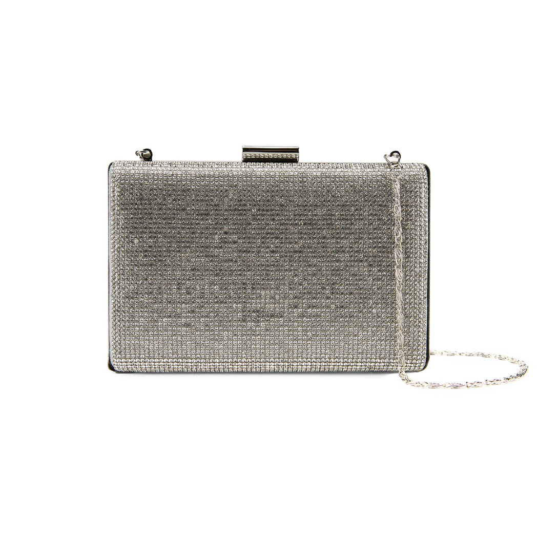Briana Gümüş Kadın Parlak Taşlı Gece Çantası
