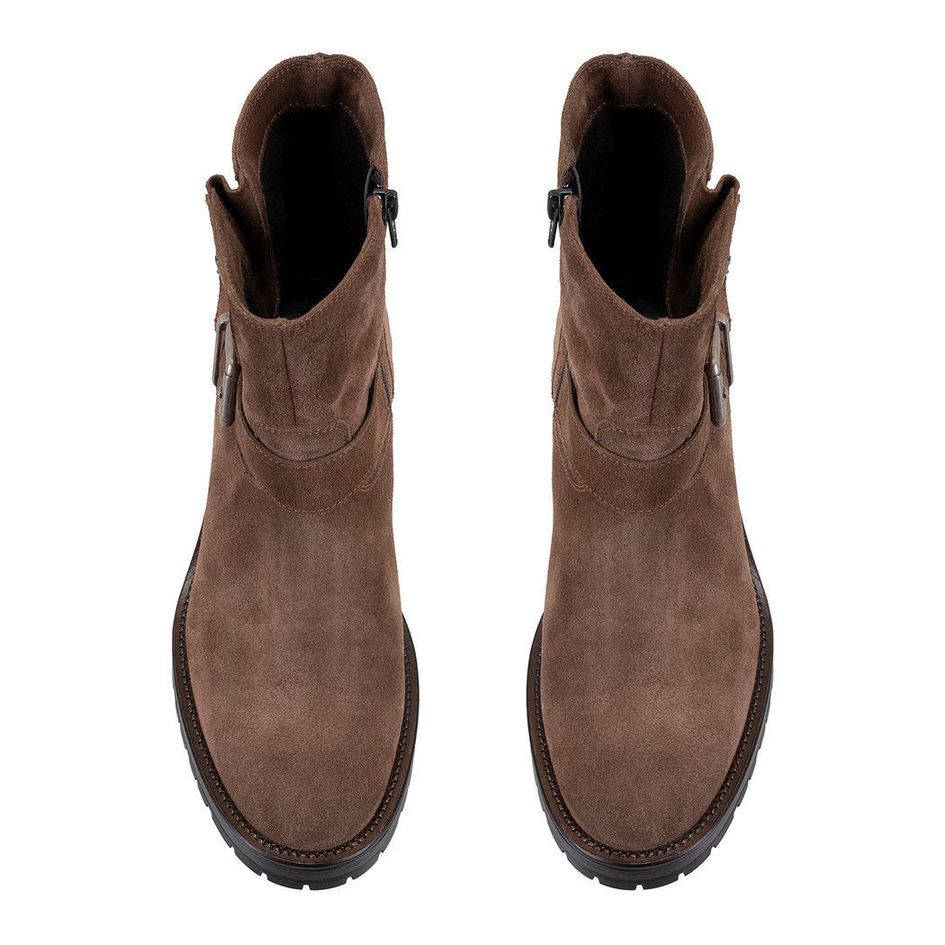 Brices Kemer Aksesuarlı Taba Kadın Topuklu Süet Bot