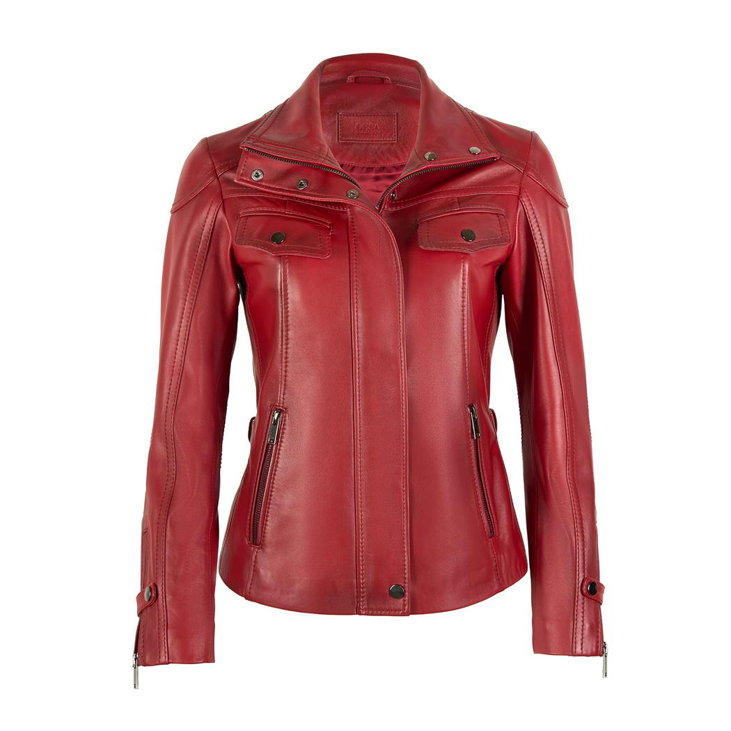 Briellen Kırmızı Kadın Deri Mont