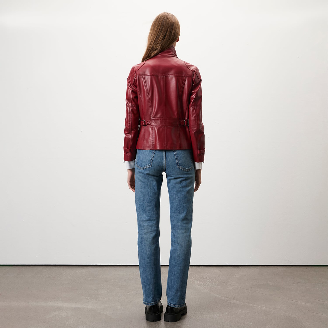 Briellen Kırmızı Kadın Deri Mont