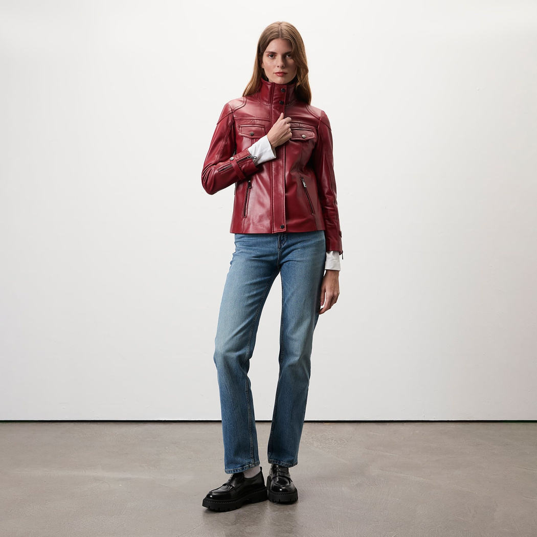 Briellen Kırmızı Kadın Deri Mont