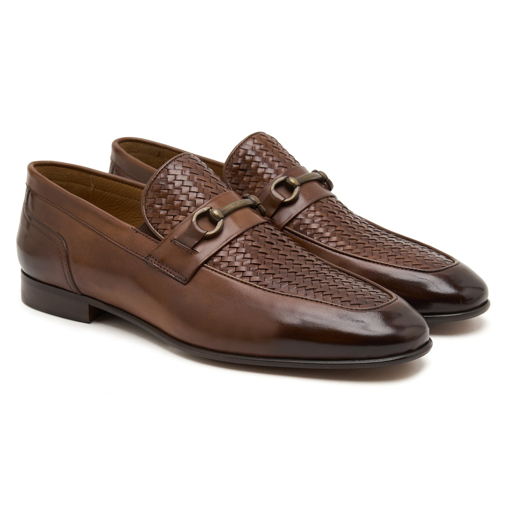 Brio Kahve Erkek Örgü Deri Loafer