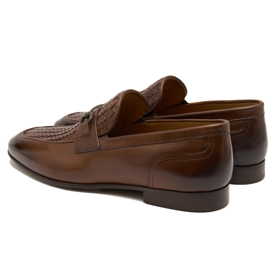 Brio Kahve Erkek Örgü Deri Loafer