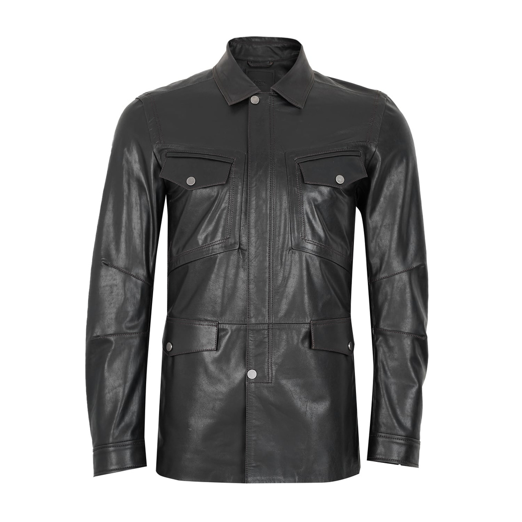 Briton Koyu Kahve Erkek Deri Mont