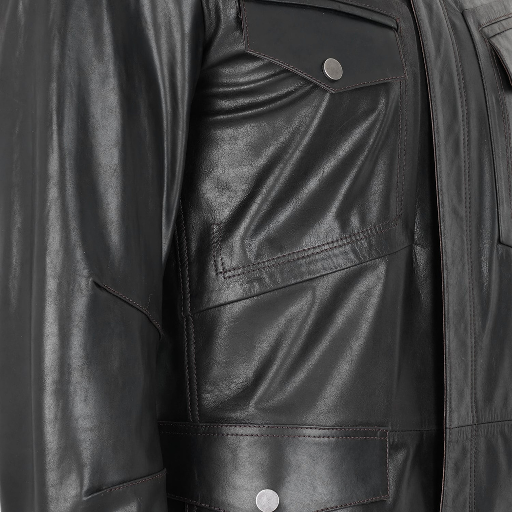 Briton Koyu Kahve Erkek Deri Mont