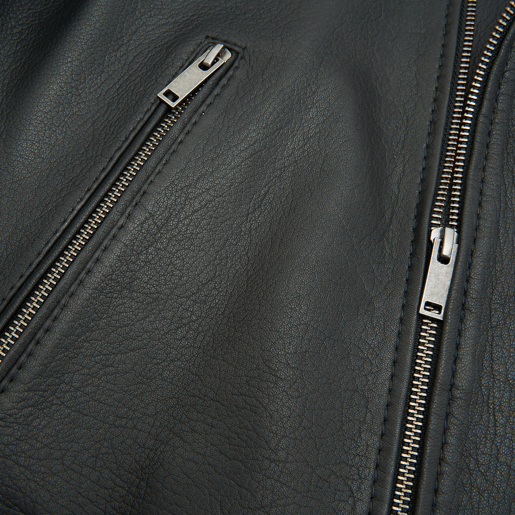 Bryan Siyah Erkek Kapüşonlu Deri Biker Ceket