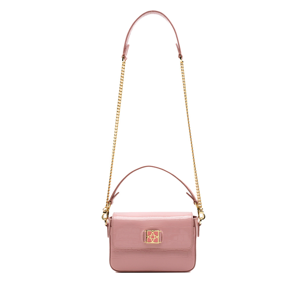 Bscene Pudra Kadın Kroko Baskılı Deri Omuz Çantası