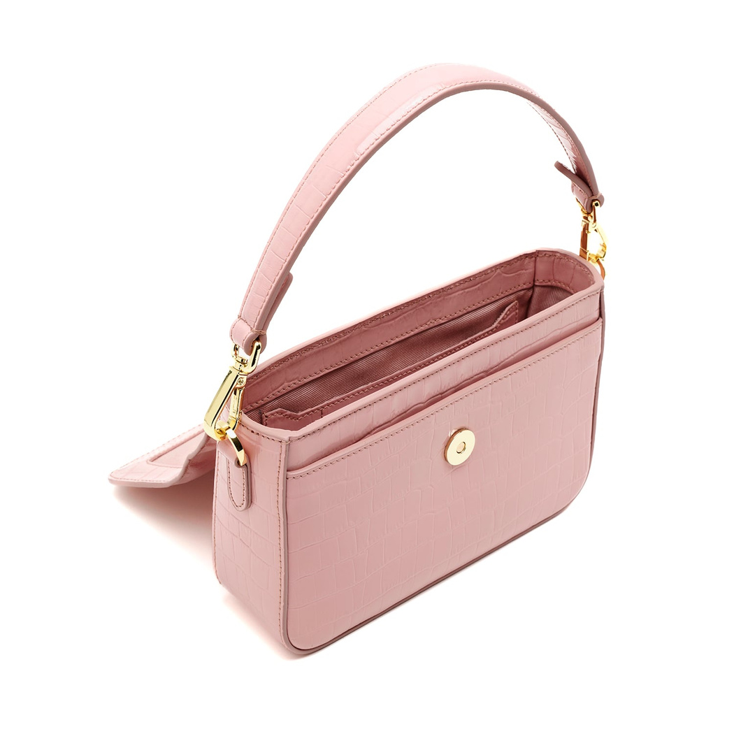 Bscene Pudra Kadın Kroko Baskılı Deri Omuz Çantası