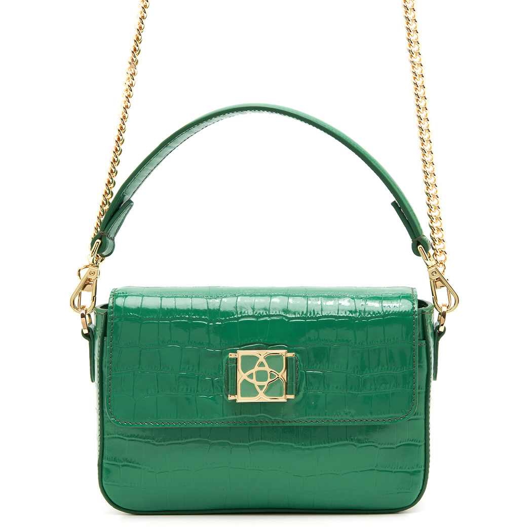 Bscene Yeşil Kadın Kroko Baskılı Deri Omuz Çantası