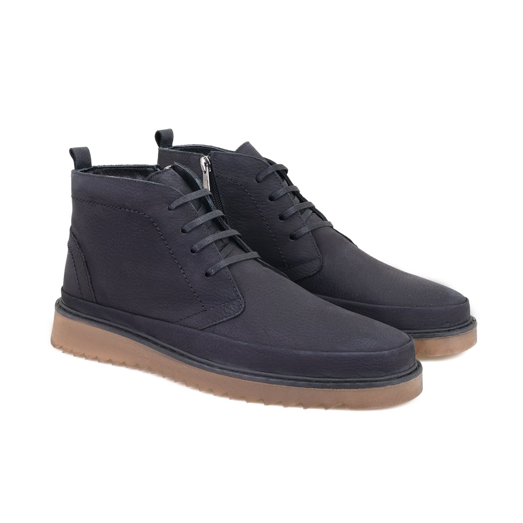 Caitlyn Siyah Erkek Fermuarlı Nubuk Deri Bot