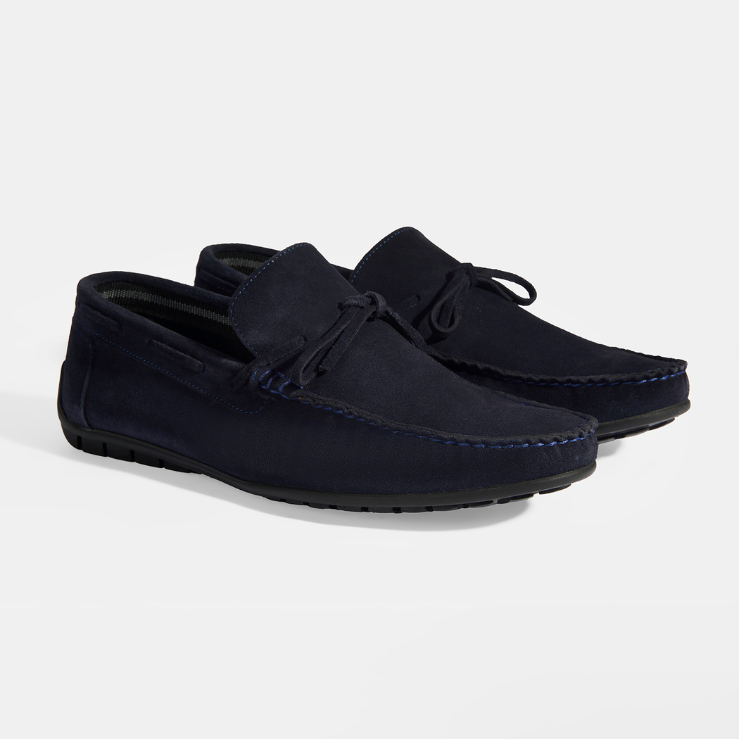 Calandra Lacivert Erkek Bağcık Detaylı Slip-On Süet Loafer