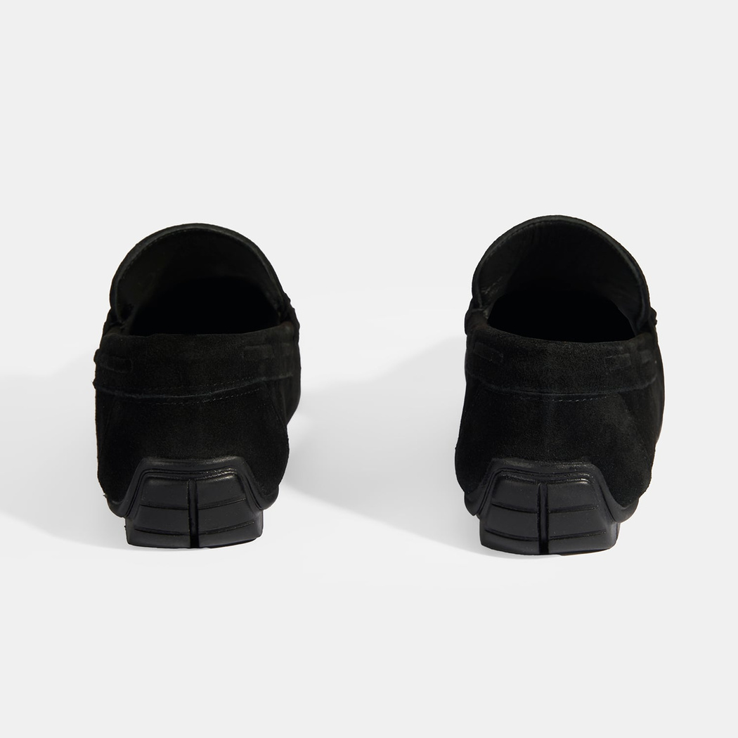 Calandra Siyah Erkek Bağcık Detaylı Slip-On Süet Loafer