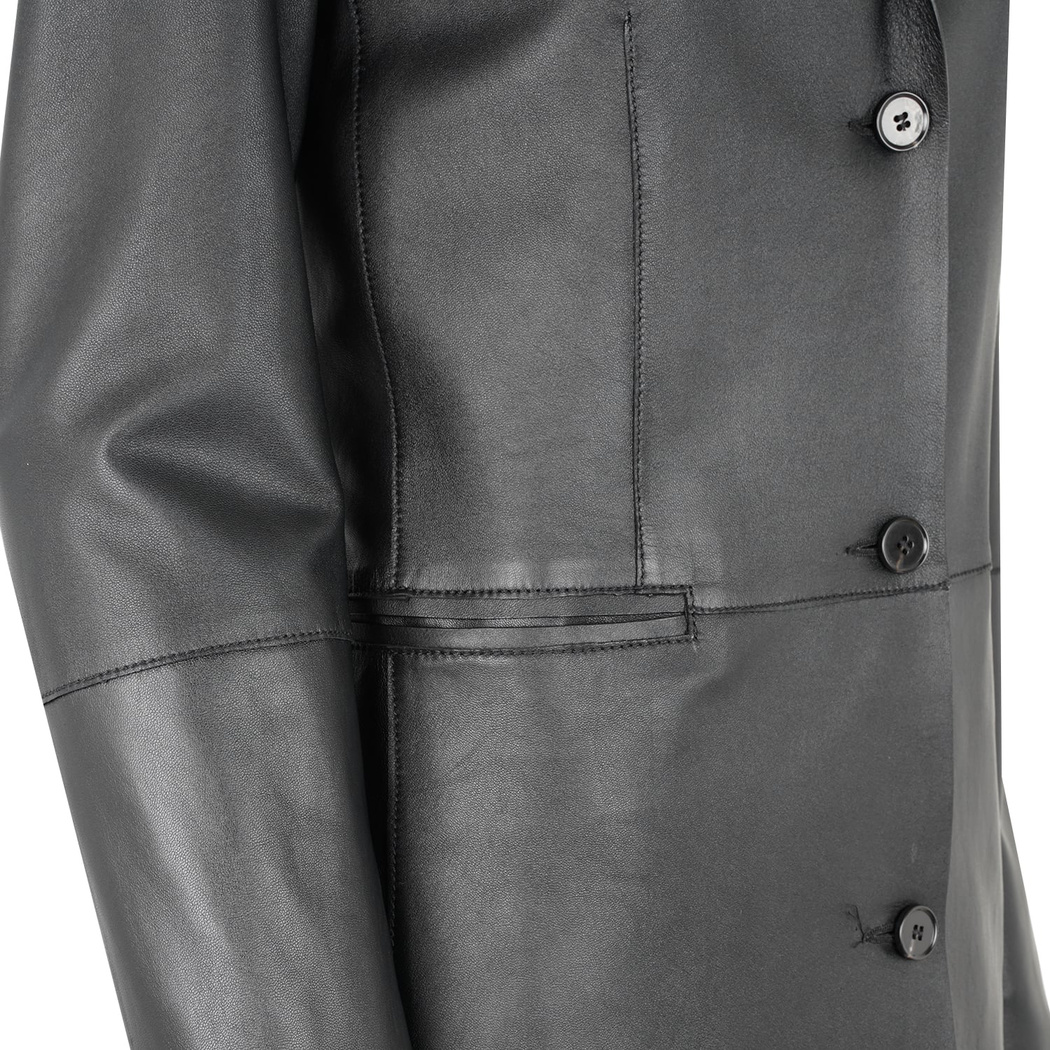 Canika Siyah Kadın Deri Blazer Trençkot