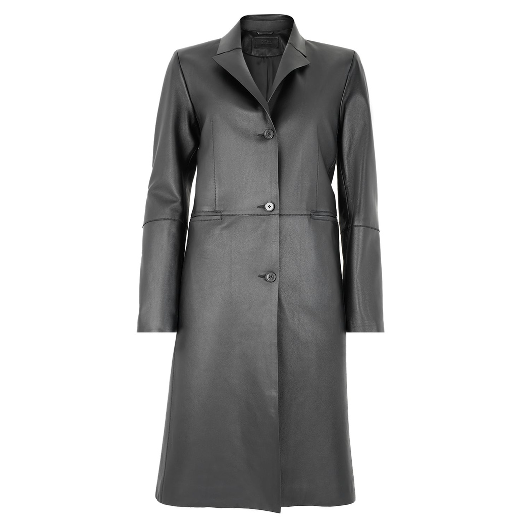 Canika Siyah Kadın Deri Blazer Trençkot