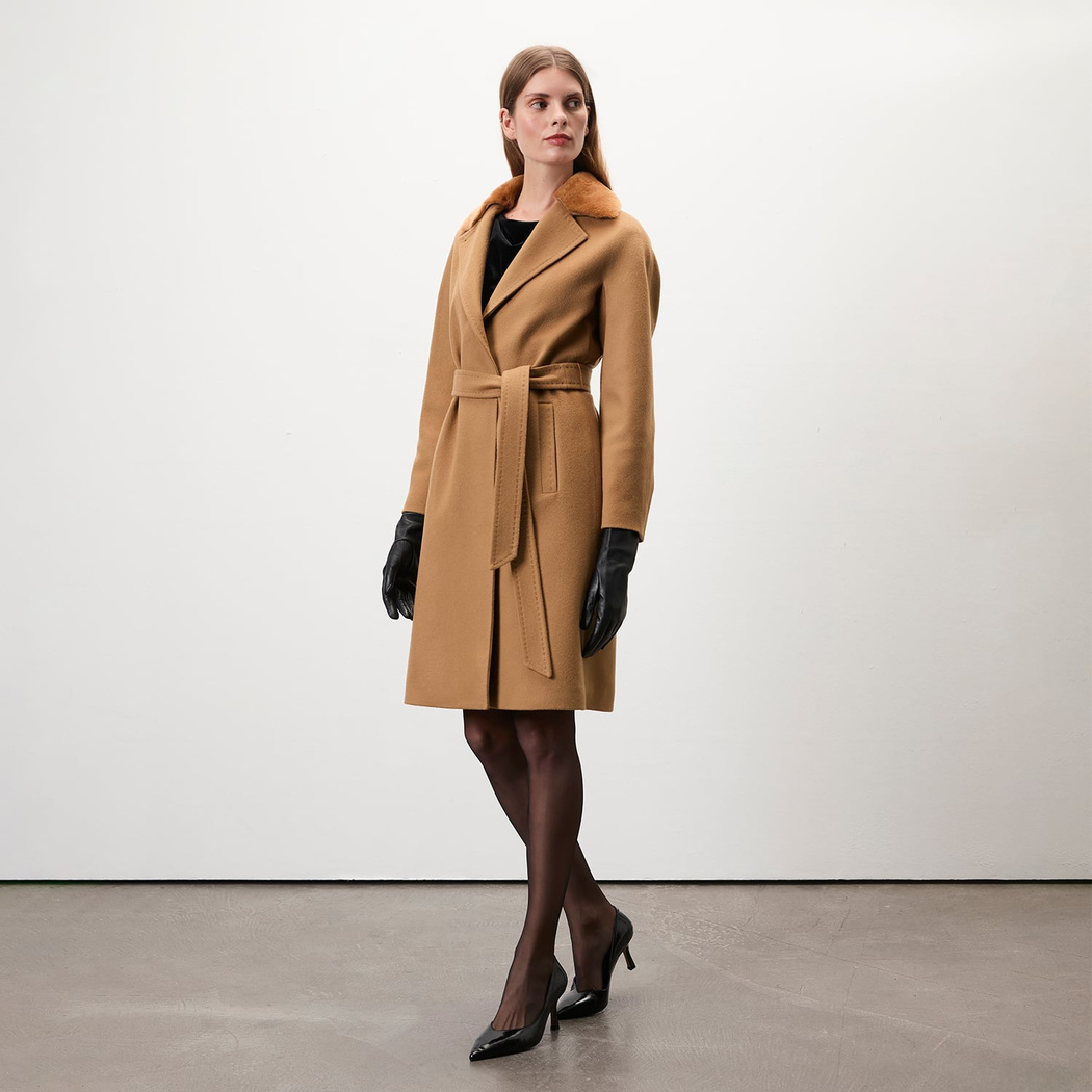 Capella Kahve Kadın Kürk Yakalı Pardösü