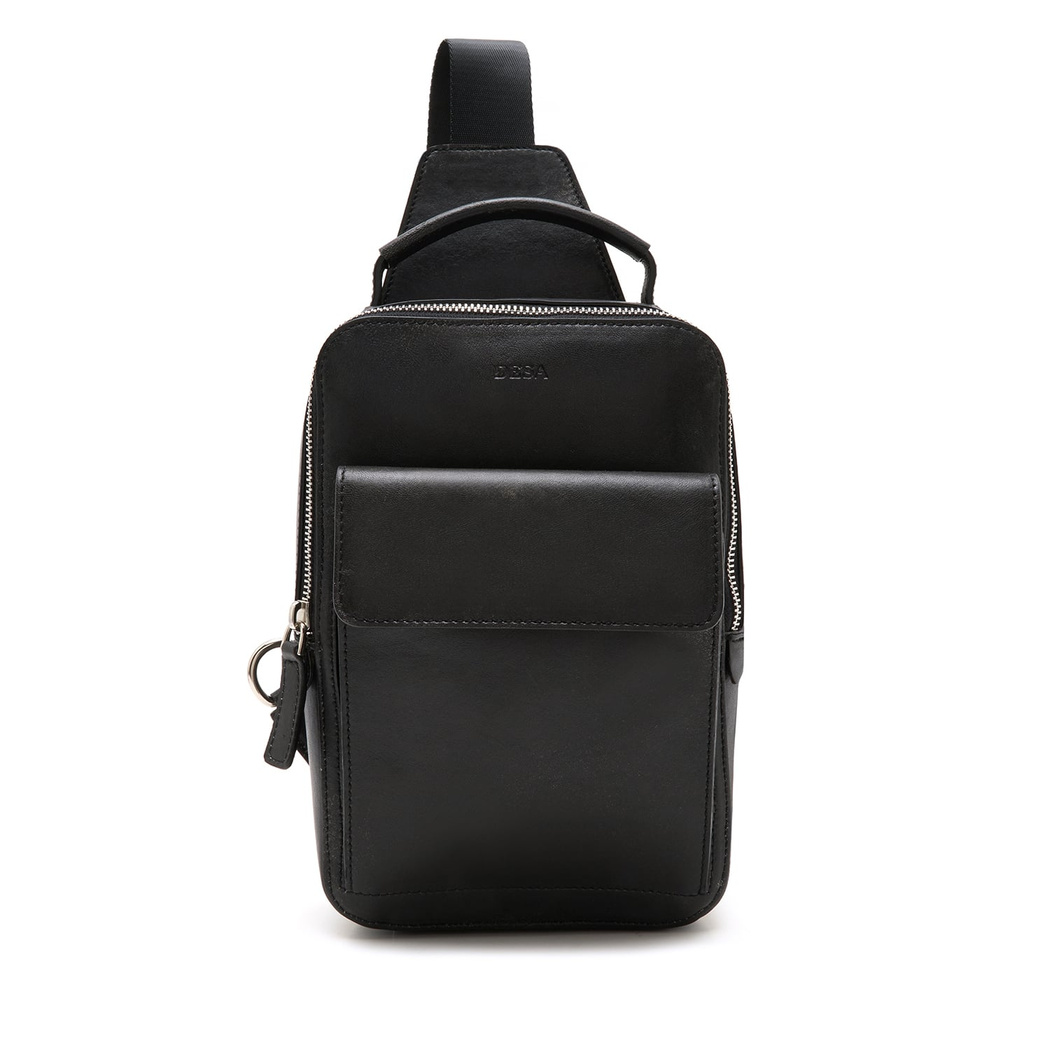 Carl Siyah Erkek Deri Çapraz Sırt Çantası