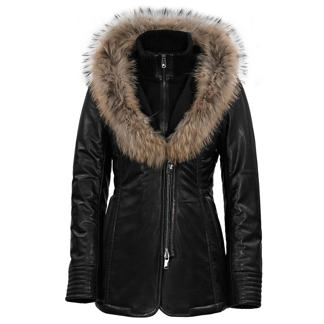 Carletta Kadın Kürk Kapişonlu  Şişme Kaban