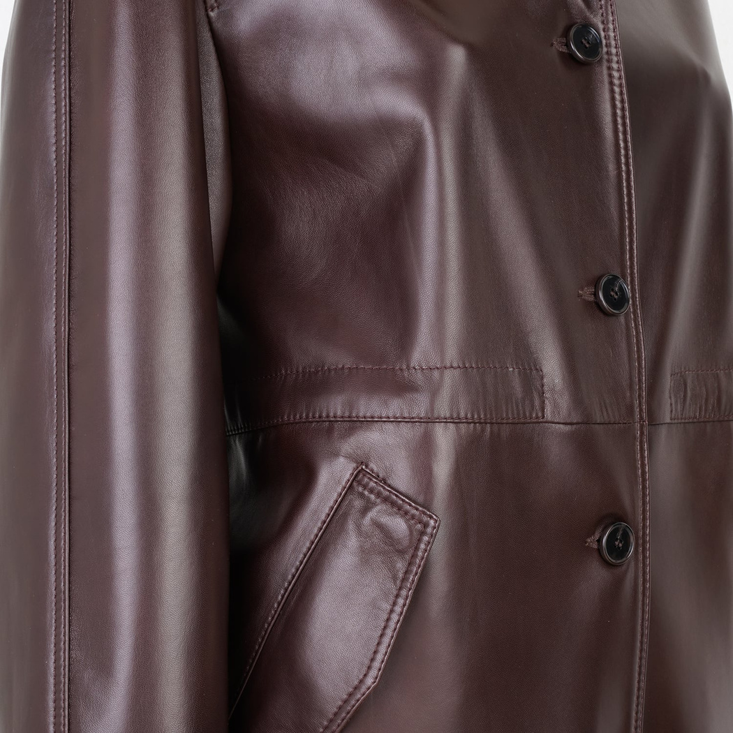 Carlynda Kahve Kadın Deri Pardösü