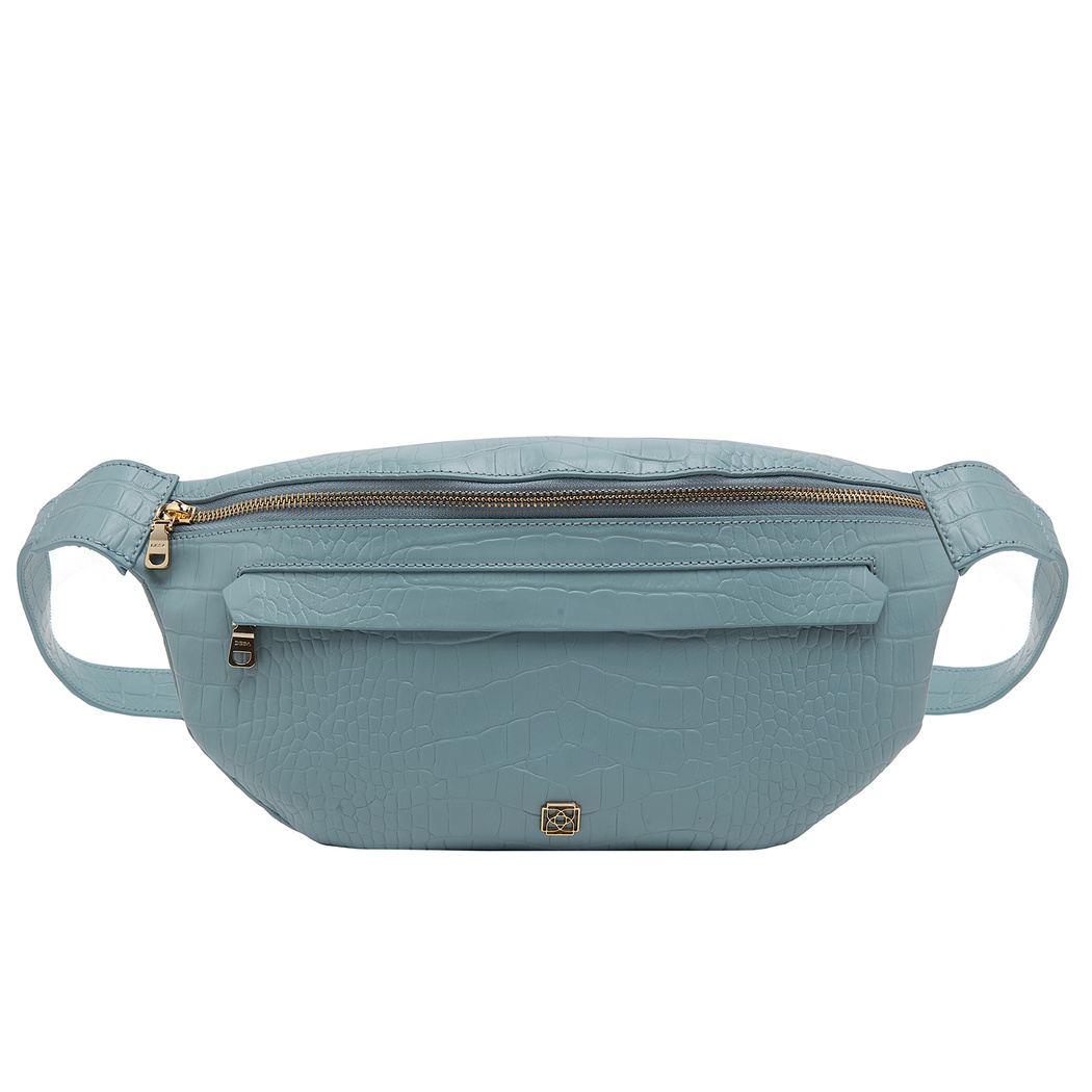 Carol Mavi Kadın Kroko Baskılı Deri Bel Çantası