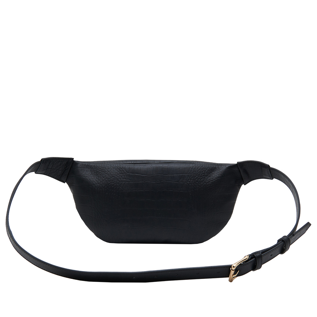 Carol Siyah Kadın Kroko Baskılı Deri Bel Çantası
